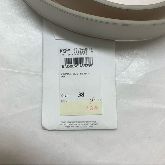Salvatore Ferragamo Genuine Calf Leather Bianco White Belt Size 38 42 - Picture 10 of 10
